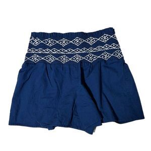 ZARA Blue Embroidered Boho Shorts Size XS